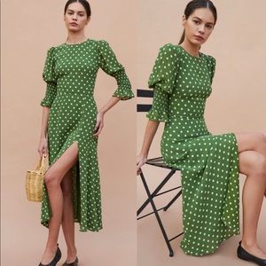 Reformation Carolena Dress in Edamame